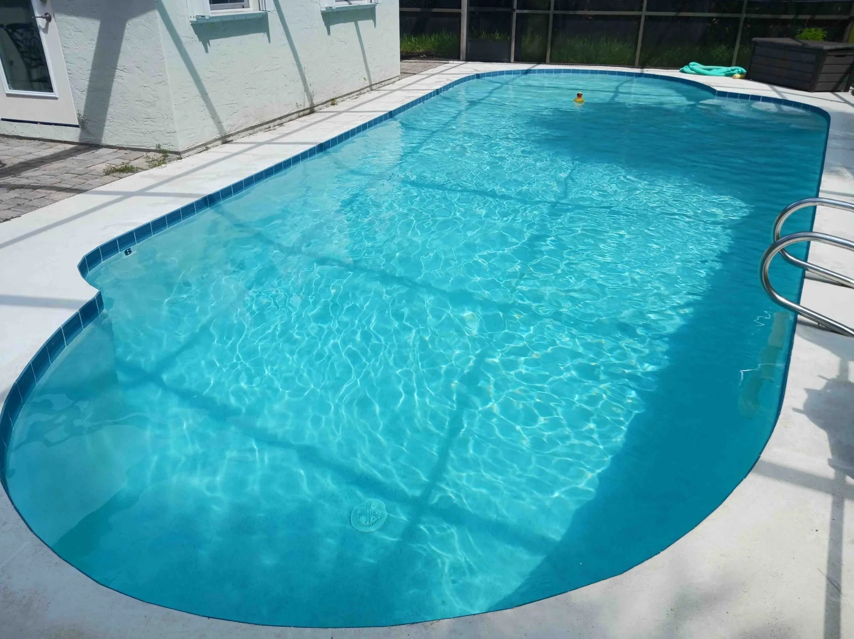After Green algae pool cleanup service before and after